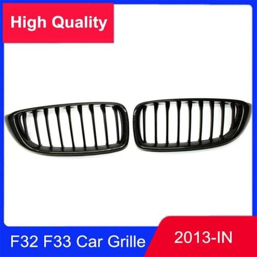 Pair 13-IN Year Glossy Black 1-Slat Car Front Kidney Grill Grille For BMW 4 Series F32 F33 F36 F80 F82 F83 ABS Mesh Grille