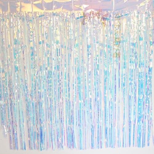 Film Wedding Transparent Colorful Decorative Pull Flowers Room Rain Silk Transparent Colorful Curtain Party Supplies