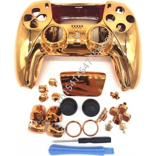 For PS5 Playstation 5 Controller Full Set Housing Shell Case Cover Faceplate Decoration Chrome Plating Shell Buttons Gamepad DIY