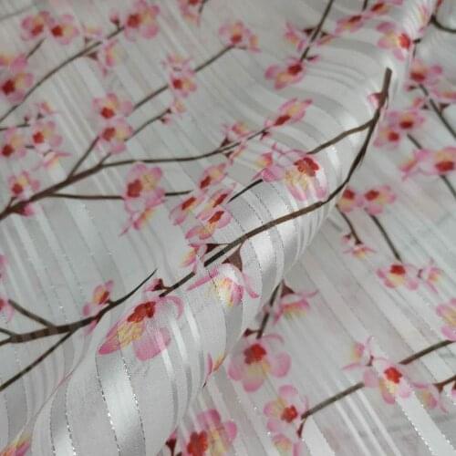 Metallic Fabric Digital Print Chiffon Lovely Craft Scarf Tilda Ribbon Glossy DIY Sewing Fabric