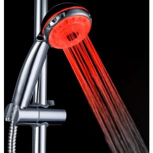 LED Three Function Shower Adjustable Showers Temperature Control Three Color Showering Single Head Romantic Dimming