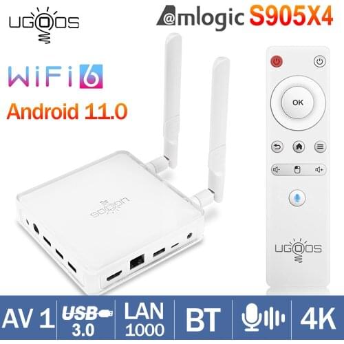 UGOOS AM7 Android 11 WiFi 6 Amlogic S905X4 Smart TV Box AV1 4GB DDR4 32GB ROM 1000M BT5.0 Media Player set top box vx AM6 PLUS