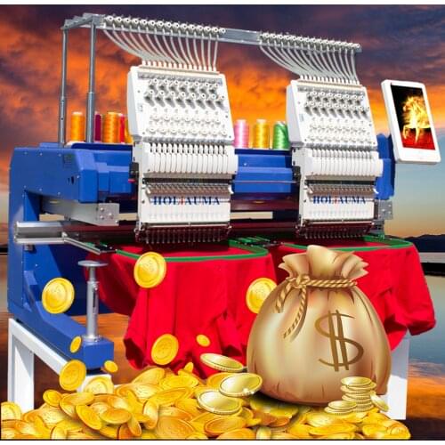 China HOLiAUMA 2 Head automatic flat towel curtain chenille embroidery machine bordadora tajim a barudan 4 cabezas japan