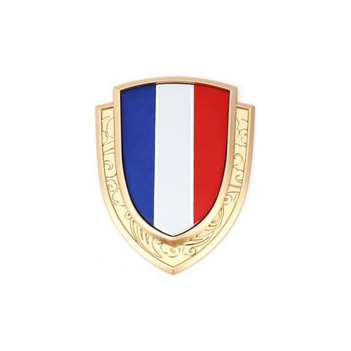 Golden 3D Metal French Flag Car Trunk Window Side Emblem Badge Decal Sticker