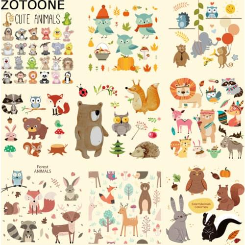 ZOTOONE Cute Cartoon Animal Patches for Clothing Iron on Transfers DIY Accessory Decoration Print on T-shirt Jeans for Children