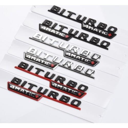 1pair/lot 2017 3D Abs BITURBO TURBO 4MATIC+ Emblem Badge Letters Car Front Fender Stickers for Mercedes Benz AMG 4 Matic