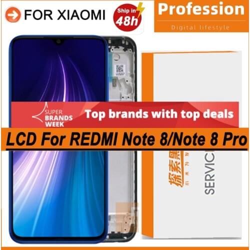 100% Original 6.53'' IPS Display with frame for Xiaomi Redmi Note 8 Pro LCD Touch Screen Note 8 Digitizer Assembly Repair Parts