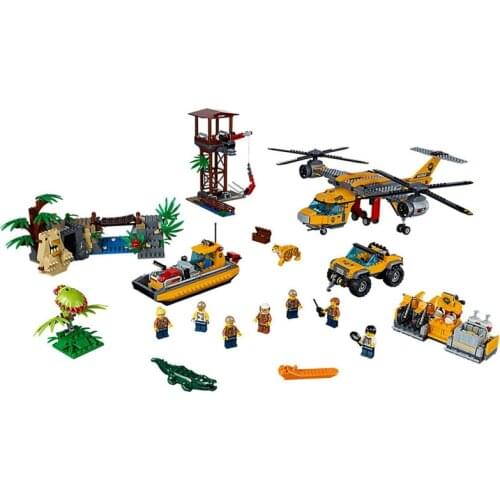 10713 City Series Jungle Airdrop Helicopter 60162 Childrens Building Block Toy Gifts