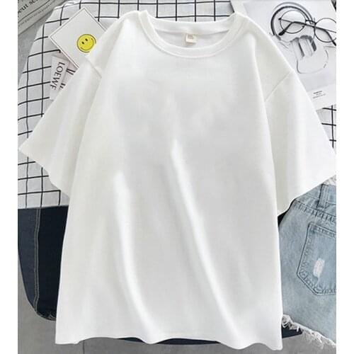 2021Summer short sleeve round neck black white solid color large casual our girls t-shirt clothing