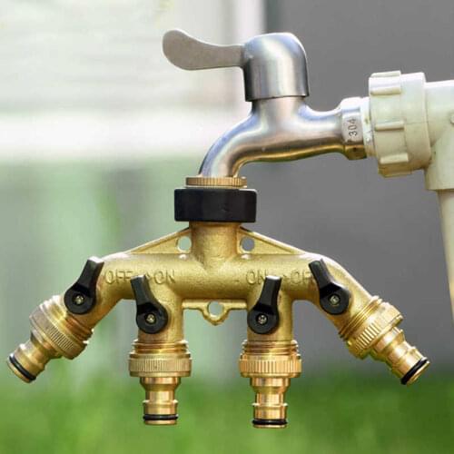 G3/4 4-Way Water Faucet Hose Splitter Garden Hose Adapter Watering Connector Distributor Agriculture Irrigation Watering Device