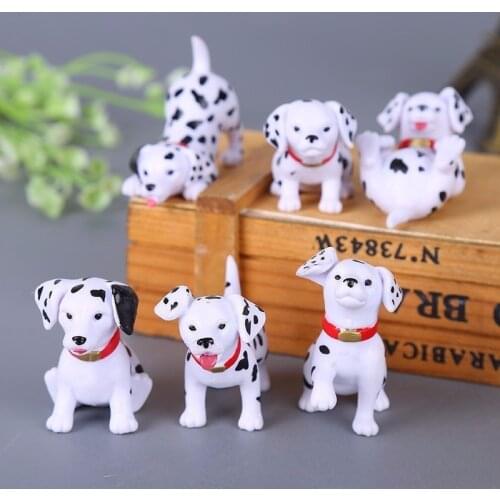 6pc Spotty Dog Animal Model Figurine Toy Ornament Craft Bonsai Decor Miniature Home Fairy Garden Doll Cake Decoration DIY
