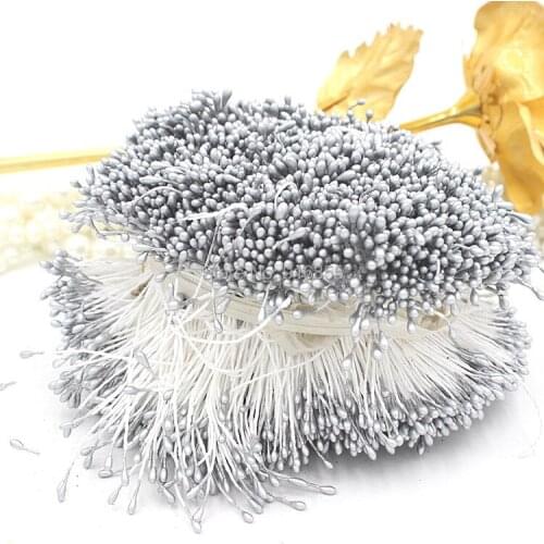 Free shipping 1mm 1800pcs Sliver pearl Double Heads Artificial Flower Stamen Sugarcraft Card DIY Craft Cake Decoration
