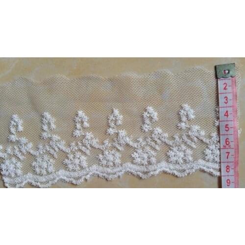 FREE SHIPPING 8cm white exquisite cotton embroidery net lace trims,soft net and luxurious embroidery,XERY210D