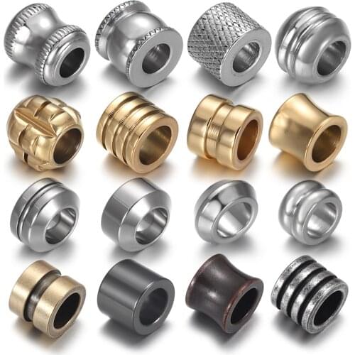 10pcs Stainless Steel 6.5mm Large Hole Spacer Hair beard Beads DIY Paracord Knife Lanyard Jewelry Accessories Bracelet Making