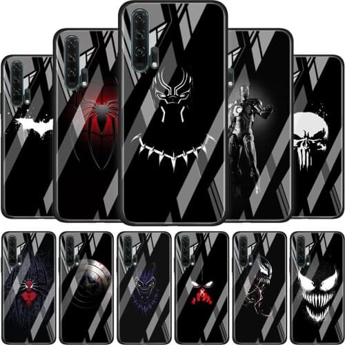 Marvel Dark Tempered Glass Cover For Honor 30 20 10 9X 8X Lite Pro Plus Phone Case Coque Shell