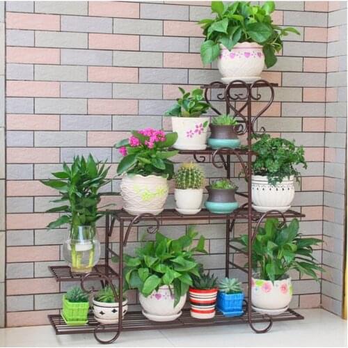 95*88*25cm european balcony and indoor flower pot holder garden flower stand iron flower pergolas white black brown color