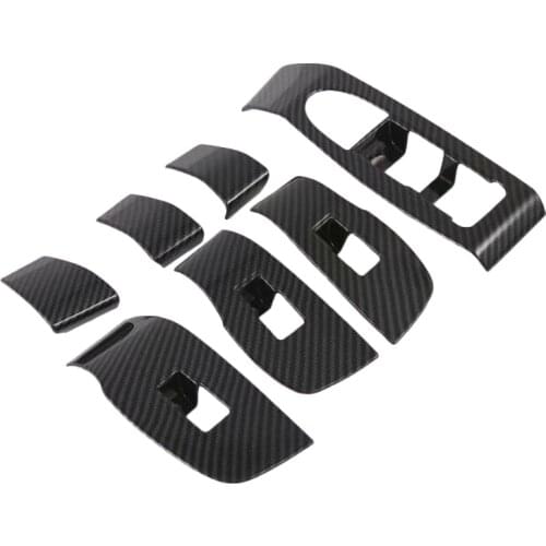 For Mazda 3 M3 2019 2020 Carbon Fiber Style Inner Door Armrest Car Window Switch Adjust Elevator Panel Trim Cover Interior