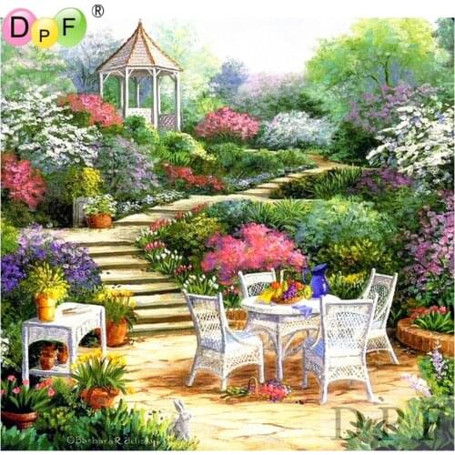 DPF Diamond Embroidery Landscape garden Diamond Painting Cross Stitch pasted rhinestone Mosaic Full Square home decor