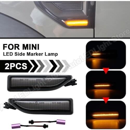2Pcs Smoked Dynamic Sequential LED Side Marker Light Flowing Turn Signal Lamp For MINI Countryman F60 2017 2018 2019 2020 2021