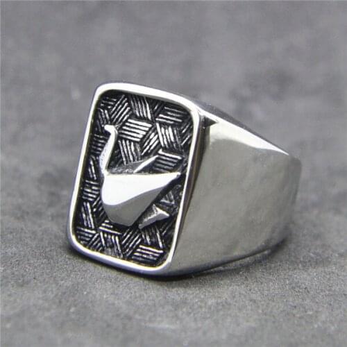 Drop Ship Size 7~13 Cool Paper Crane Ring 316L Stainless Steel Jewelry Fashion Paper Crane Lover Ring