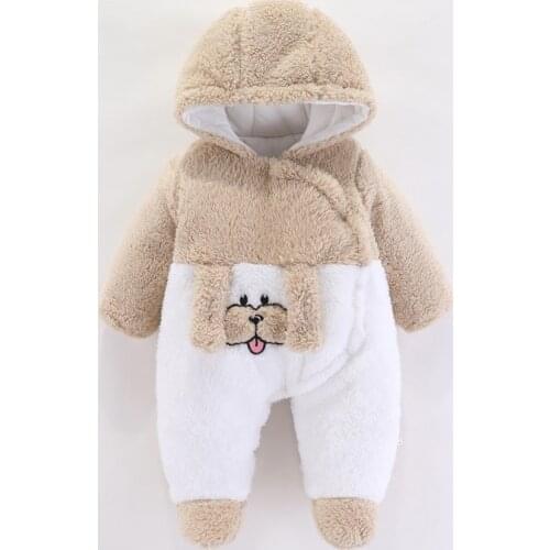 Newborn Baby Boys Romper 2020 Autumn Winter New Children Thickened Hooded Warmth Romper Baby Girls Toddler Clothes 3 To 12 Month