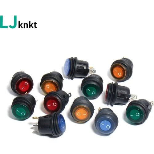 2PCS Round waterproof rocker switch 12V 220V with LED light ON OFF instrument panel button For cars and ships