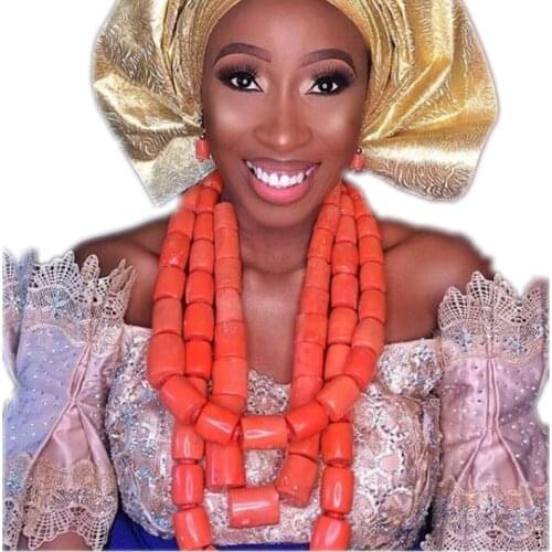 Fantastic Wedding Coral Beads Bridal Jewelry Set Big Design Jewellery Set African Nigerian Beads Necklace Set Free Ship 2018 New