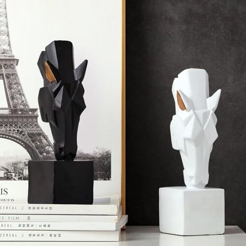 Creative Black and White Horse Face Resin Sculpture Desktop Decoration Home Decoration Restaurant Hotel Decoration Supplies