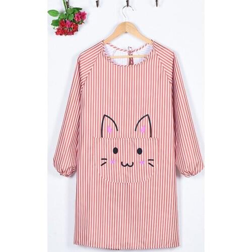 Kitchen waterproof and oil-proof long-sleeved household apron Korean fashion cute smock adult female work breathable