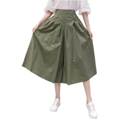 High Waist Fashion Culottes Skirts Loose Summer Wide Leg Pants 2021 New Arrival Korean Womens Casual Wide-Leg Pants FC1163