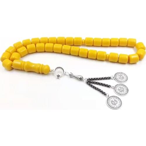 Tasbih Yellow Resin Muslim bracelet Eid Adha gift Mans islamic Accessories Misbaha turkish fashion jewelry product rosary bead