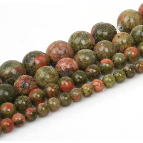 Natural Unakite Stone Beads 4mm 6mm 8mm 10mm Round Loose Beads For Jewelry Making DIY Necklace Bracelet
