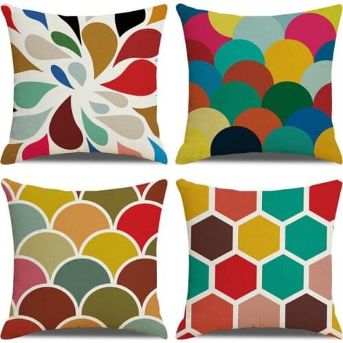 18x18'' Geometric Cushion Cover Cotton Linen Throw Pillow Case Geometric Art Pillow Cover Decorative Pillowcase
