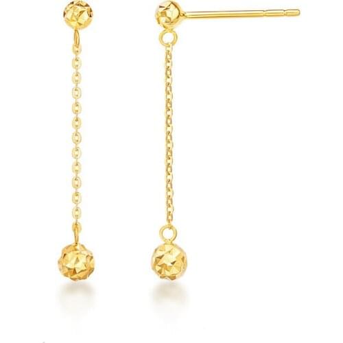 New Arrival 18K Yellow Gold Earrings AU750 Yellow Gold Beads Dangle Earrings Lady Gift