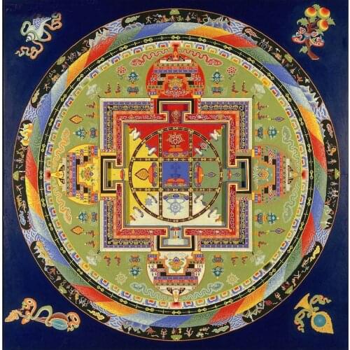 Wholesale Buddhist supplies--50CM LARGE--Greco-Buddhist Tibet Buddhism Buddha Thang-ga Mandala print Thangka art on canvas