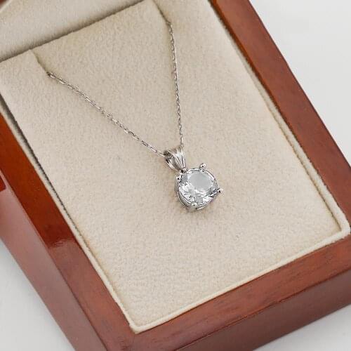 Women Silver Necklace with Circular White Zircon Stone Fashion Trendy Women Accesories 925 Silver Famale Gift Made in Turkey