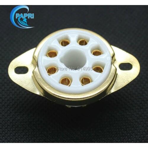 PAPRI 10PCS K8A Gilded 8pin Ceramic Tube Sockets DIY Chassis Mount Valve Base For 6V6 6SN7 KT66 EL34 6550 KT88 6L6 6CA7