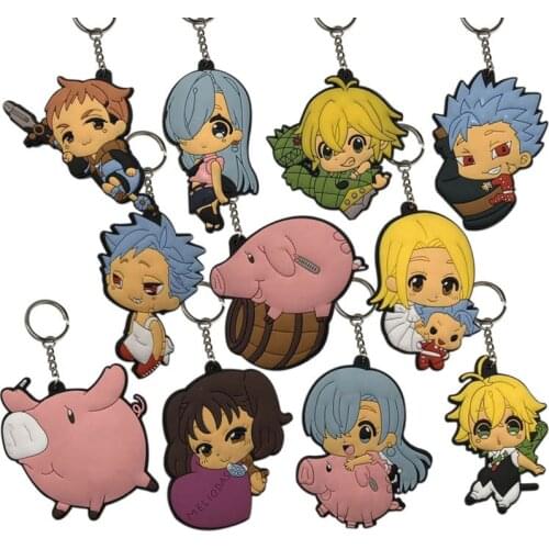 The Seven Deadly Sins Keychain Figure Meliodas Dragons Sin of Wrath Elizabeth Liones Hawk Diane Key Chains Keyring Key Finder