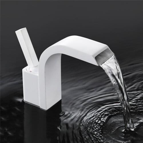 Solid Brass Bathroom Faucet Waterfall Basin Faucet Mixer Tap Chrome/Black/White Wash Single Handle Basin Taps New Arrival