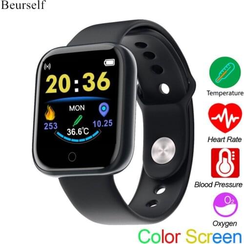 Smart Watch D20T Temperature Measurement Thermometer Fitness Bracelet Heart Rate Fitness Tracker Battery Music Control Smartband