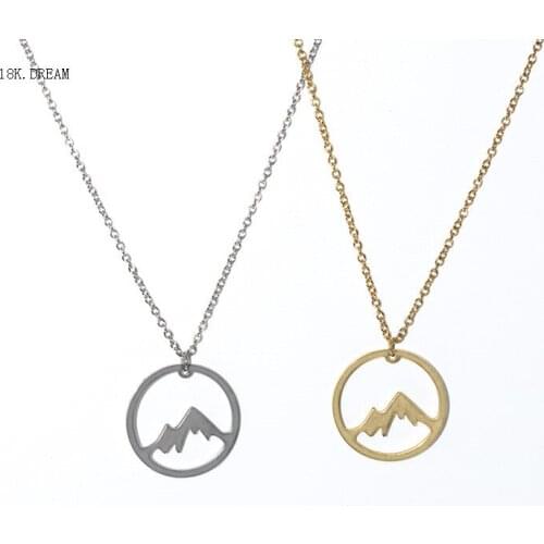 High Quality Nature Snowy Mountain Range Necklace in Circle Round Mountain Top Necklace Landscape Lover Necklaces for Women