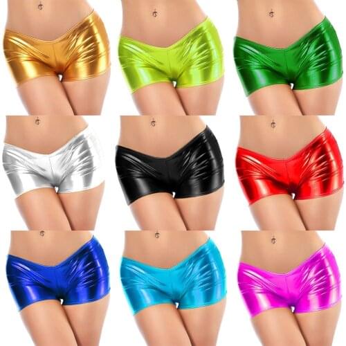 Women Sexy Metallic Shiny Boxer Briefs Wet Look Boys Shorts Panties Underwear Slim Fit Stretchy Hot Pants Dance Wear Clubwear