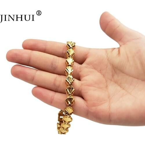 Jin Hui Fashion New African Ethiopia Gold color Women Bracelet Party Ornament Luxury Gifts Dubai shells shape Bangle Jewelry