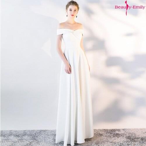 Beauty Emily Boat Neck Elegant Evening Dresses Sleeveless A Line Party Dress Pleated Prom Gowns Vestido de festa longo