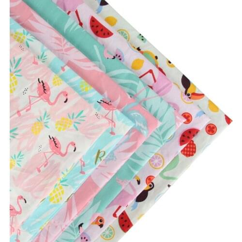 0.5 meter width 156cm Flamigo Print 100% Cotton Fabric for Kids Home Textile Patchwork Quilted Fabrics
