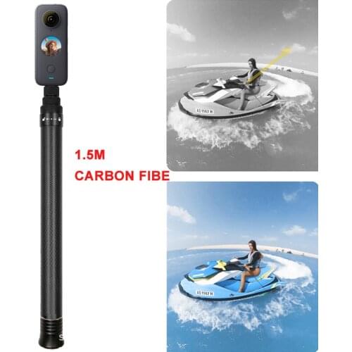 1.5m Ultralight Carbon Fiber Invisible Handheld Selfie Stick Extendable Pole Monopod for Insta360 ONE X2 ONE R GoPro Accessories
