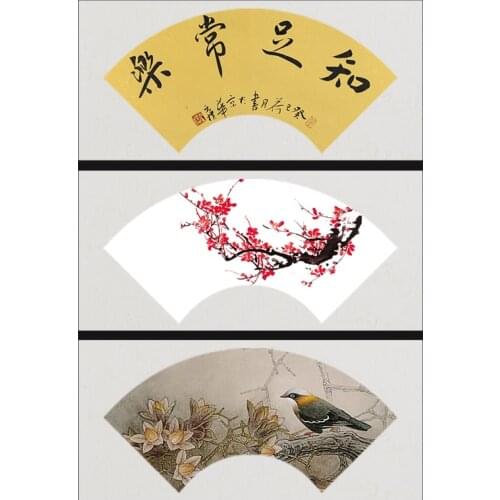 10sheets Fan Shaped Calligraphy Paper Cards Papel Arroz Children Watercolor Painting Cards Ripe Xuan Paper Lens Card Painting
