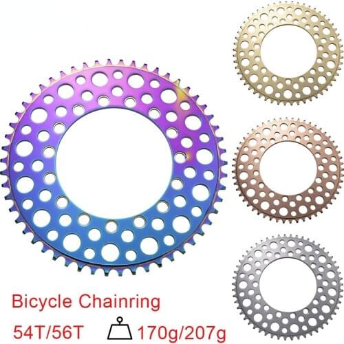 130 BCD BXM Folding Ultralight Bicycle Chainring Hollow Design Round Hole Plating Anode Rainbow 53T 56T Bike Chainwheel