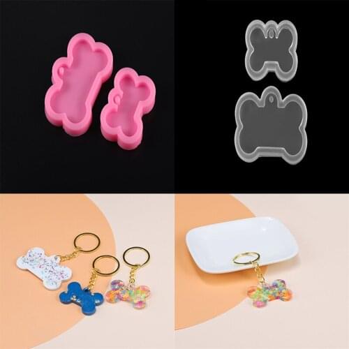3/5cm Soft Dog Bone Shape Silicone Mold Key Chain Pendant Moulds Clay for DIY Jewelry Making Epoxy Resin Mold Key Ring Tools