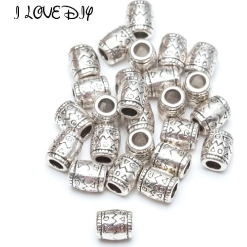 30pcs Metal Silver Plated Flower Spacer Beads Charm Tibetan Silver Bige Hole for European Beads Loose Bead